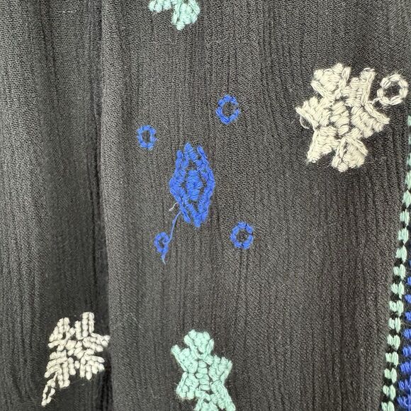 Free People Boho Star Gazer Peasant Babydoll Mini Tunic Dress Black Blue Small - Picture 7 of 16